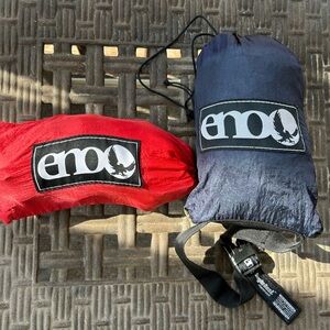 ENO Single Nest Green and Blue Hammock with Atlas Hammock Straps